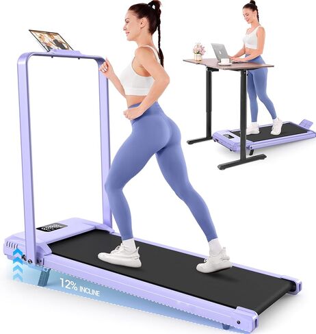 ANCHEER Treadmill with 12%/15% Incline, Folding Walking Pad with Handle Bar, 320-450lb Capacity Under Desk Foldable 3.5HP Treadmills for Home/Office/Gym,Installation-Free in Saudi Arabia