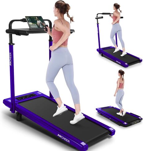ANCHEER Treadmill with 12%/15% Incline, Folding Walking Pad with Handle Bar, 320-450lb Capacity Under Desk Foldable 3.5HP Treadmills for Home/Office/Gym,Installation-Free in Saudi Arabia