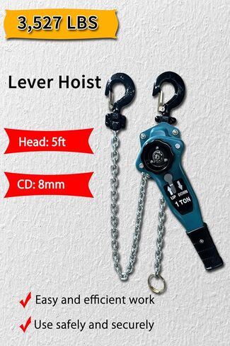 رافعة يدوية بسلسلة رافعة بطول 5 أقدام للخدمة الشاقة كتلة رافعة يدوية بسعة 3527.4 رطل تأتي مع حقيبة تخزين لرفع بناء ورشة عمل المرآب [1.6 طن * 1.5 متر] in Kuwait
