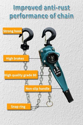 رافعة يدوية بسلسلة رافعة بطول 5 أقدام للخدمة الشاقة كتلة رافعة يدوية بسعة 3527.4 رطل تأتي مع حقيبة تخزين لرفع بناء ورشة عمل المرآب [1.6 طن * 1.5 متر] in Kuwait
