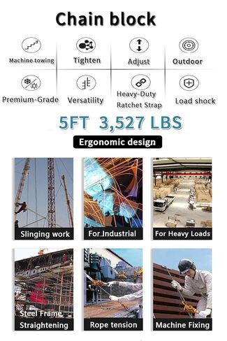 رافعة يدوية بسلسلة رافعة بطول 5 أقدام للخدمة الشاقة كتلة رافعة يدوية بسعة 3527.4 رطل تأتي مع حقيبة تخزين لرفع بناء ورشة عمل المرآب [1.6 طن * 1.5 متر] in Kuwait