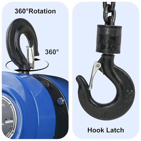 10 Feet Blue Manual Chain Hoist - Heavy Duty Chain 1 Ton Capacity, Lift Manual Hoist, Hand Chain Block Hoist for Industrial, Workshops, Warehouses, Automotive Machinery in Saudi Arabia