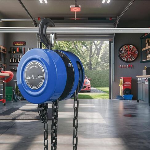 10 Feet Blue Manual Chain Hoist - Heavy Duty Chain 1 Ton Capacity, Lift Manual Hoist, Hand Chain Block Hoist for Industrial, Workshops, Warehouses, Automotive Machinery in Saudi Arabia