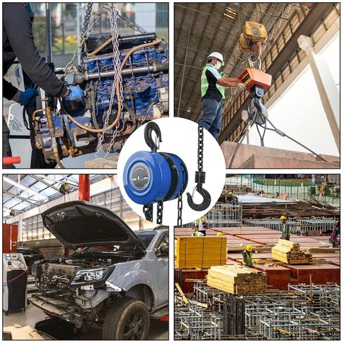 10 Feet Blue Manual Chain Hoist - Heavy Duty Chain 1 Ton Capacity, Lift Manual Hoist, Hand Chain Block Hoist for Industrial, Workshops, Warehouses, Automotive Machinery in Saudi Arabia