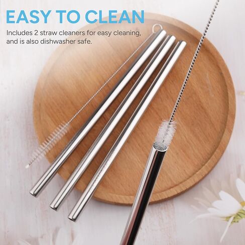 Metal Straw Replacement Set Compatible with Owala 24oz/32oz Freesip Water Bottle, Durable Stainless Steel Replacement Straws with 2 Cleaning Brushes-4Pcs in Saudi Arabia