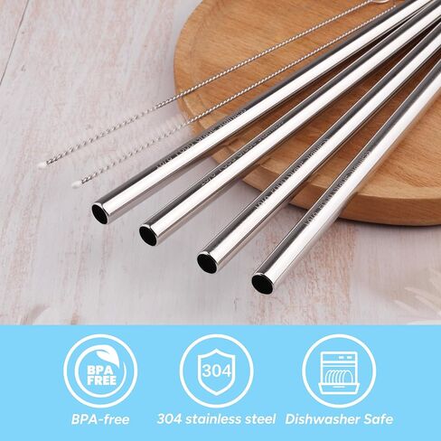 Metal Straw Replacement Set Compatible with Owala 24oz/32oz Freesip Water Bottle, Durable Stainless Steel Replacement Straws with 2 Cleaning Brushes-4Pcs in Saudi Arabia