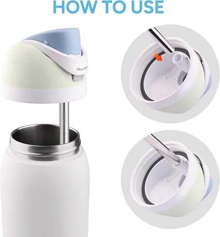 Metal Straw Replacement Set Compatible with Owala 24oz/32oz Freesip Water Bottle, Durable Stainless Steel Replacement Straws with 2 Cleaning Brushes-4Pcs in Saudi Arabia