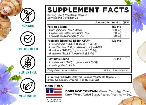 فارمهافن 60 مليار وحدة تشكيل مستعمرة بروبيوتيك - 8 سلالات بروبيوتيك - البريبايوتكس والبوستبيوتيك - يدعم صحة الجهاز الهضمي والمناعة - إطلاق متأخر - ثابت على الرف - غير معدل وراثيًا، خالي من الغلوتين - 30 كبسولة in Kuwait