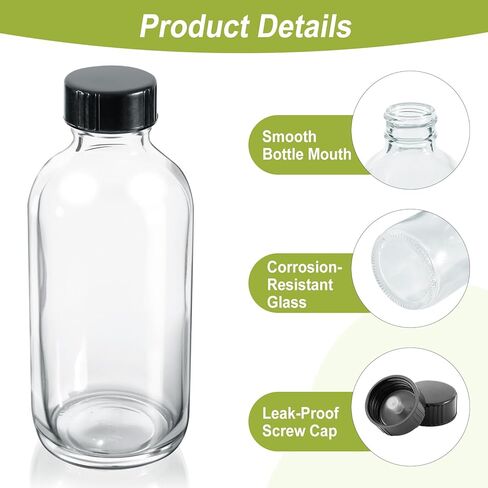 10 Pack Clear Glass Bottles, 4 oz Small Shot Bottle With Lids and Funnels, Leak Proof Mini Travel Bottle, Round Sample Bottles for Juice, Ginger Shot, Oils, Whiskey, Hot Sauce, Liquids in Kuwait