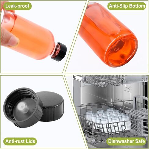 10 Pack Clear Glass Bottles, 4 oz Small Shot Bottle With Lids and Funnels, Leak Proof Mini Travel Bottle, Round Sample Bottles for Juice, Ginger Shot, Oils, Whiskey, Hot Sauce, Liquids in Kuwait