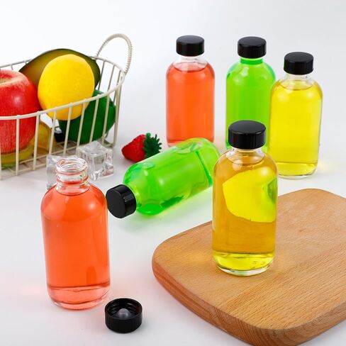 10 Pack Clear Glass Bottles, 4 oz Small Shot Bottle With Lids and Funnels, Leak Proof Mini Travel Bottle, Round Sample Bottles for Juice, Ginger Shot, Oils, Whiskey, Hot Sauce, Liquids in Kuwait