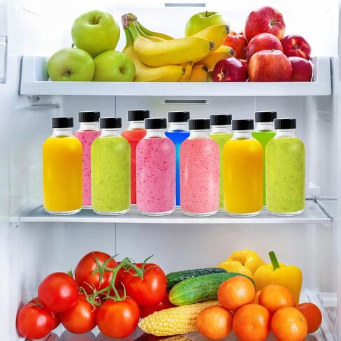 10 Pack Clear Glass Bottles, 4 oz Small Shot Bottle With Lids and Funnels, Leak Proof Mini Travel Bottle, Round Sample Bottles for Juice, Ginger Shot, Oils, Whiskey, Hot Sauce, Liquids in Kuwait