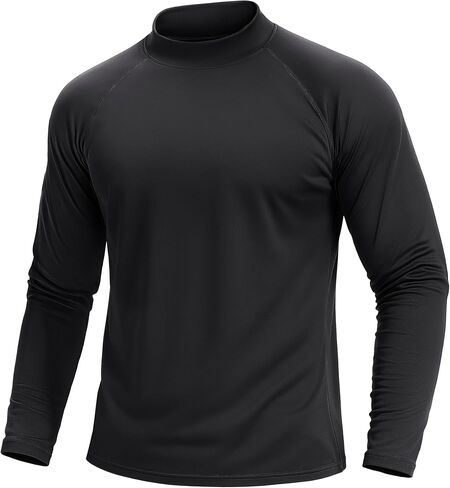 TACVASEN Mens Thermal Fleece Shirt Mock Turtle Neck Base Layer Long Sleeve Athletic Warm Undershirt Winter Running Tops in Saudi Arabia