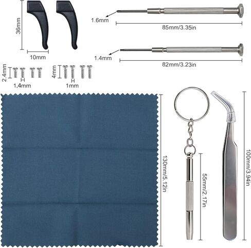 وسادات أنف للنظارات، طقم إصلاح النظارات مكون من 22 زوجًا، مجهزة بمفك براغي وبرغي وملاقط وقماش نظارات. in Kuwait