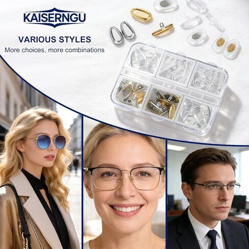 وسادات أنف للنظارات، طقم إصلاح النظارات مكون من 22 زوجًا، مجهزة بمفك براغي وبرغي وملاقط وقماش نظارات. in Kuwait