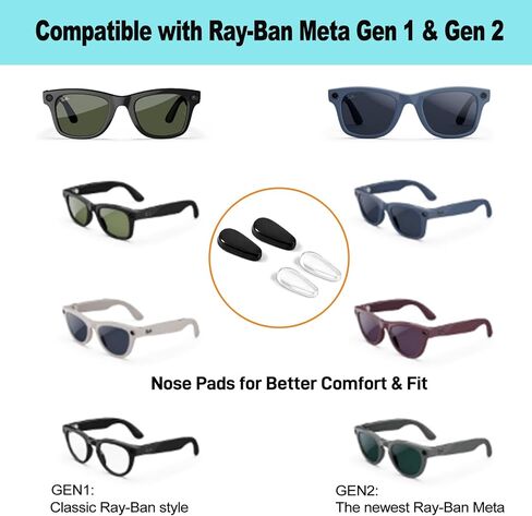 Eyeglass Nose Pad Compatible with Ray-Ban Meta Wayfarer, & Gen 2 and Oakley Meta HSTN, 10 Pairs Soft Silicone Nose Pads, Anti Slip Silicone Nose Pads(Clear) in Saudi Arabia