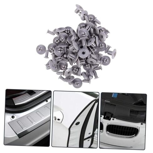 Ciieeo 50pcs Automotive Push Pin Clips M8 Hole Gray Plastic Fasteners for Bumper and Liners Strong and Sturdy Car Retainer Rivets for Universal Use in Saudi Arabia