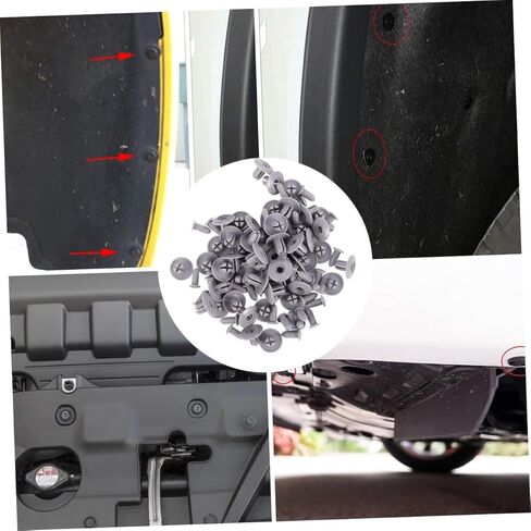 Ciieeo 50pcs Automotive Push Pin Clips M8 Hole Gray Plastic Fasteners for Bumper and Liners Strong and Sturdy Car Retainer Rivets for Universal Use in Saudi Arabia