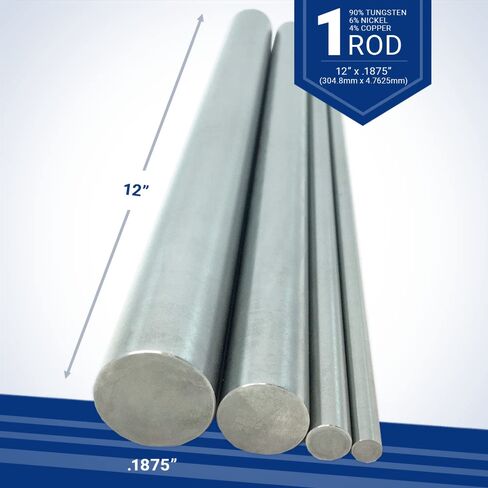 Tungsten Alloy Rod – 0.1875" Diameter x 12" Length, 90% Tungsten, 6% Nickel, 4% Copper - High Density and Hardness for Industrial Use in Kuwait