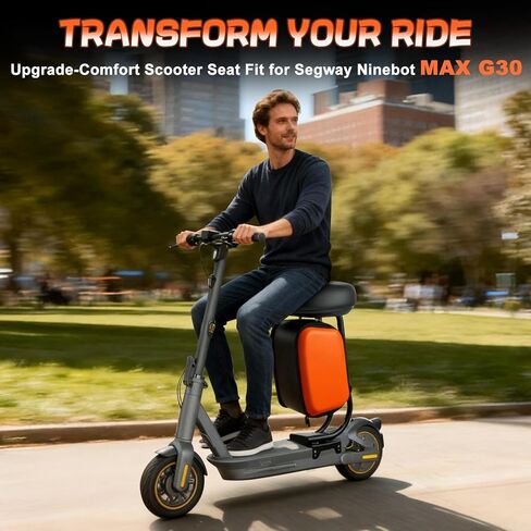 Electric Scooter Seat Compatible with Segway Ninebot MAX-G30 Seat Attachment for Adult with 10L Large Storage Bag, Cup Holder, Comfortable PU Cushion in Kuwait