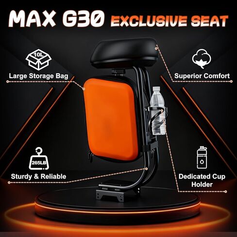 Electric Scooter Seat Compatible with Segway Ninebot MAX-G30 Seat Attachment for Adult with 10L Large Storage Bag, Cup Holder, Comfortable PU Cushion in Kuwait