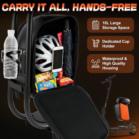 Electric Scooter Seat Compatible with Segway Ninebot MAX-G30 Seat Attachment for Adult with 10L Large Storage Bag, Cup Holder, Comfortable PU Cushion in Kuwait