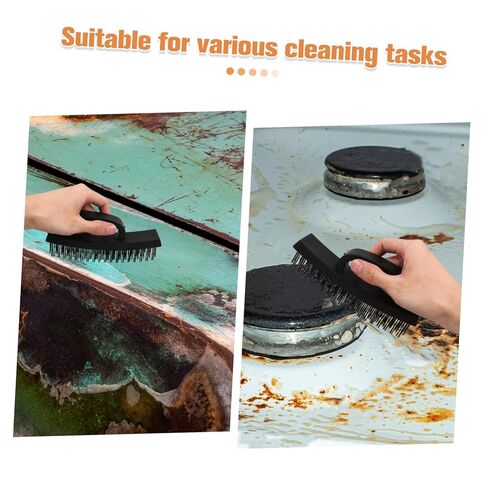 jojofuny Steel Wire Brush for Rust Removal with Even Bristles Ergonomic Handle Wire Brush for Cleaning Paint and Welding Slag for Household and Industrial Use in Saudi Arabia
