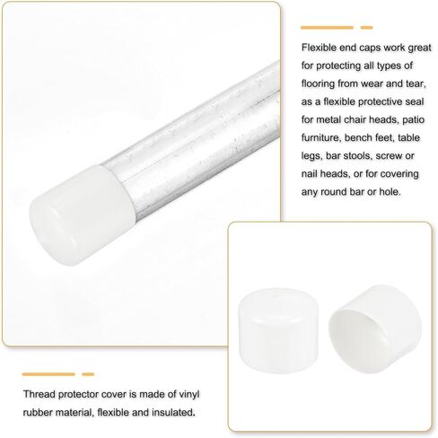 uxcell 2pcs Rubber End Caps 63mm(2 1/2 Inch) ID x 40mm(1 9/16 Inch) H Vinyl Round Tube Bolt Cap Cover Screw Thread Protectors White in Saudi Arabia