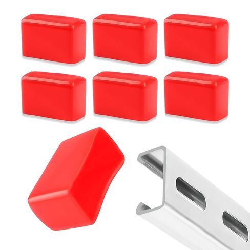 40 عبوة من أغطية نهاية قناة تبختر حمراء مقاس 1-5/8 بوصة - غطاء PVC ناعم مربع للقنوات المعدنية، غطاء واقي آمن لليونيستروت، خالي من الأدوات لنظام التدفئة والتهوية وتكييف الهواء والنظام الميكانيكي in Kuwait