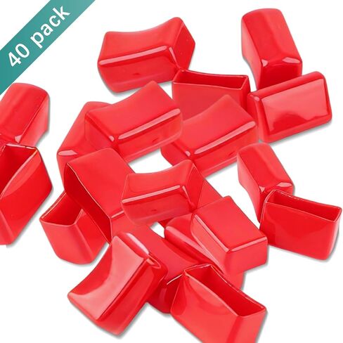40 عبوة من أغطية نهاية قناة تبختر حمراء مقاس 1-5/8 بوصة - غطاء PVC ناعم مربع للقنوات المعدنية، غطاء واقي آمن لليونيستروت، خالي من الأدوات لنظام التدفئة والتهوية وتكييف الهواء والنظام الميكانيكي in Kuwait