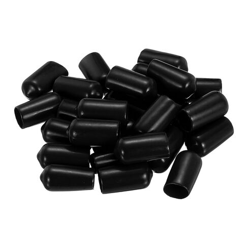 uxcell 28Pcs Rubber End Caps, 10.5mm(7/16") ID Round Screw Thread Protectors Flexible Screw Bolt Covers Caps for Metal Tube Rod Bolt, Black in Saudi Arabia