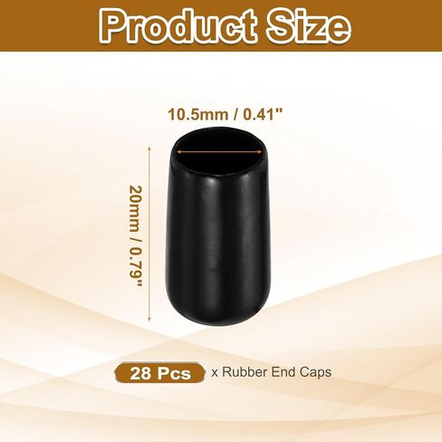 uxcell 28Pcs Rubber End Caps, 10.5mm(7/16") ID Round Screw Thread Protectors Flexible Screw Bolt Covers Caps for Metal Tube Rod Bolt, Black in Saudi Arabia