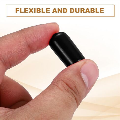 uxcell 28Pcs Rubber End Caps, 10.5mm(7/16") ID Round Screw Thread Protectors Flexible Screw Bolt Covers Caps for Metal Tube Rod Bolt, Black in Saudi Arabia