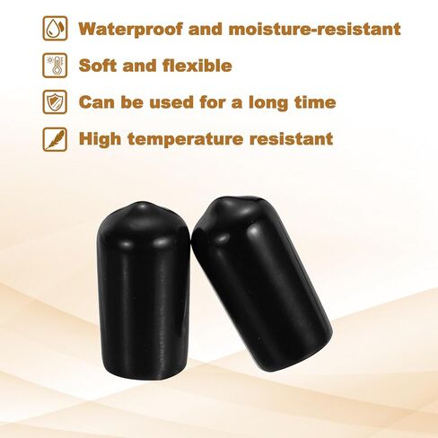 uxcell 28Pcs Rubber End Caps, 10.5mm(7/16") ID Round Screw Thread Protectors Flexible Screw Bolt Covers Caps for Metal Tube Rod Bolt, Black in Saudi Arabia