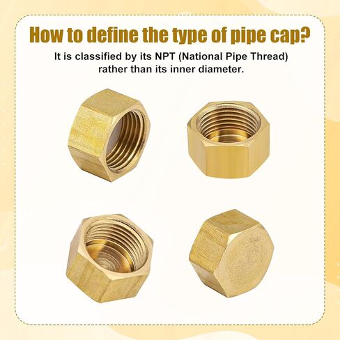 8pcs 3/8 Inch NPT Brass Pipe Cap, Brass Pipe Fitting Cap with Rubber Gasket Faucet Valve Caps Compression for Closing off Pipes in Saudi Arabia