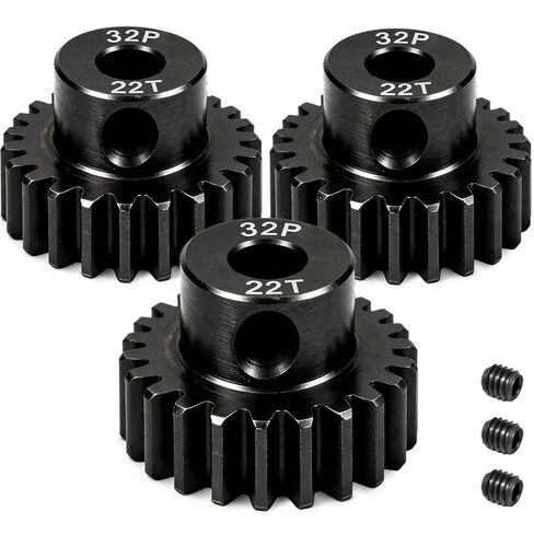 32P 23T RC Car Gear Set | 45# Steel Black Oxide | 5mm Bore +0.03mm | Precision Engineered Motor Pinion Gear Compatible with Traxxas/ARRMA/HPI/Kyosho (3-Pack with M4 Set Screws) in Kuwait