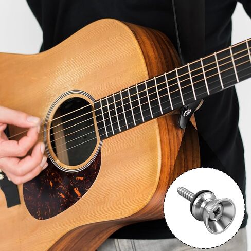 16pcs Guitar Strap Button Lock Pins Metal Guitar Strap Locks Set with Screws Anti-slipping Guitars Straps Lock Parts Accessories for Acoustic, Ukulele, Martin, Banjo, Electric And Bass Guitars in Saudi Arabia