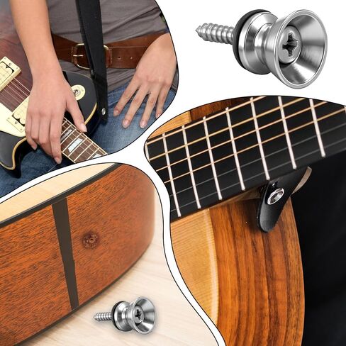 16pcs Guitar Strap Button Lock Pins Metal Guitar Strap Locks Set with Screws Anti-slipping Guitars Straps Lock Parts Accessories for Acoustic, Ukulele, Martin, Banjo, Electric And Bass Guitars in Saudi Arabia