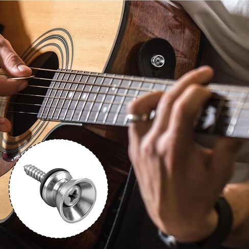 16pcs Guitar Strap Button Lock Pins Metal Guitar Strap Locks Set with Screws Anti-slipping Guitars Straps Lock Parts Accessories for Acoustic, Ukulele, Martin, Banjo, Electric And Bass Guitars in Saudi Arabia