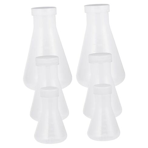 Luxshiny 6pcs Erlenmeyer Flasks Plastic Laboratory Conical Flask Side Arm Chemistry for Students in Saudi Arabia