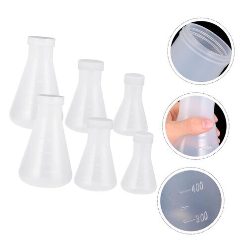 Luxshiny 6pcs Erlenmeyer Flasks Plastic Laboratory Conical Flask Side Arm Chemistry for Students in Saudi Arabia