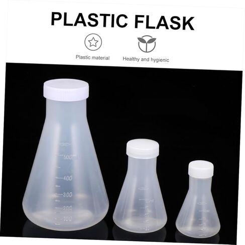 Luxshiny 6pcs Erlenmeyer Flasks Plastic Laboratory Conical Flask Side Arm Chemistry for Students in Saudi Arabia