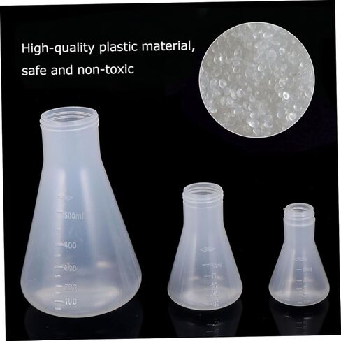 Luxshiny 6pcs Erlenmeyer Flasks Plastic Laboratory Conical Flask Side Arm Chemistry for Students in Saudi Arabia
