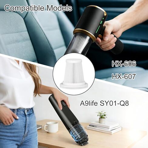فلتر بديل متوافق مع JIXINMIYUE HX-606 & A9life SY01-Q8 مكنسة كهربائية محمولة لاسلكية محمولة للسيارة - 4 عبوات in Kuwait