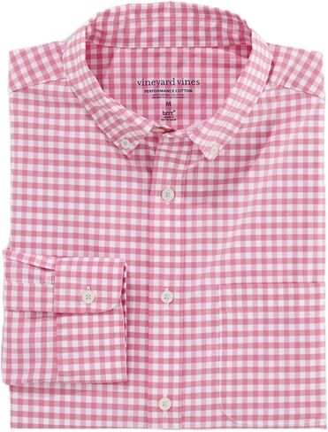 Vineyard Vines Men's Lemon Shark Gingham Featherweight Performance Shirt in Saudi Arabia