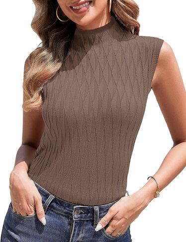 Totatuit Slyveless Turtleneck Tops للنساء وهمية سلحفاة سترة سترة سترة متماسكة تربط الخزان أعلى 2025 ملابس عصرية in Kuwait
