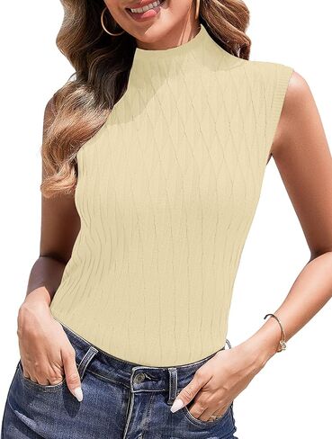 Totatuit Slyveless Turtleneck Tops للنساء وهمية سلحفاة سترة سترة سترة متماسكة تربط الخزان أعلى 2025 ملابس عصرية in Kuwait