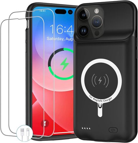 Battery Case for iPhone 13 Pro, Upgraded Real 10000mAh Portable Protective Charging Case with Wireless Charging Compatible with iPhone 13 Pro (6.1 inch) Battery Pack Charger Case with Carplay (Black) in Saudi Arabia
