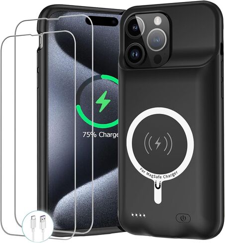 Battery Case for iPhone 13 Pro, Upgraded Real 10000mAh Portable Protective Charging Case with Wireless Charging Compatible with iPhone 13 Pro (6.1 inch) Battery Pack Charger Case with Carplay (Black) in Saudi Arabia
