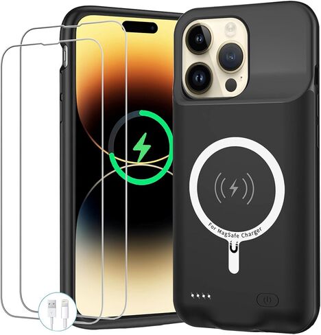 Battery Case for iPhone 13 Pro, Upgraded Real 10000mAh Portable Protective Charging Case with Wireless Charging Compatible with iPhone 13 Pro (6.1 inch) Battery Pack Charger Case with Carplay (Black) in Saudi Arabia